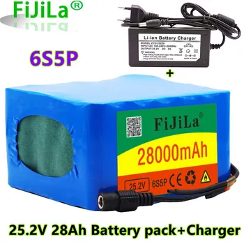 6s5p 24V 28000mAh 18650 Baterie Litiu 25.2 v 28000mAh Biciclete Electrice Moped Li ion Baterie Pack cu BMS + incarcator