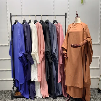 9 Culori 2 Buc Set rochie Femei Musulmane de Rugăciune Îmbrăcăminte Simplă Nida cu Gluga Abaya Khimar Hijab Fusta Lunga Dubai Islam Haine