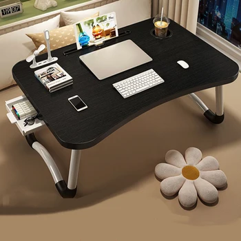 Acasă Pliere Birou Laptop pentru micul Dejun în pat tava înălțime și Înclinare reglabil pliere birou de mese-un sertar Tava de Masa