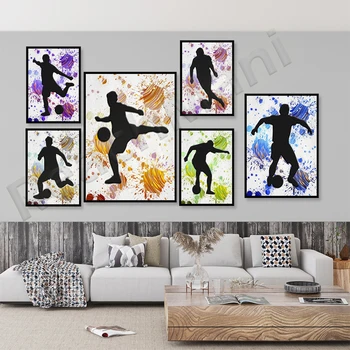 Acuarelă de fotbal poster abstracte moderne de imprimare de perete de arta, printuri si fotografii pentru casa living decor panza pictura