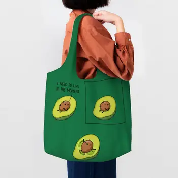 Amuzant Avocado Cumpărături Pungi Personalizate Imprimate Canvas Shopper Tote Umăr Saci De Mare Capacitate Durabil Fructe Vegan Geantă De Mână