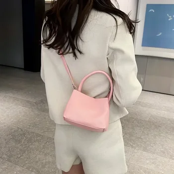 Apă moale găleată sac portabil sac de femei de moda noua culoare solidă crossbody, umăr geanta