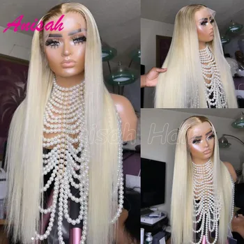 Ash Perucă Blondă Păr Uman Direct Dantelă Transparentă Frontal Peruci Par Uman Brazilian Păr Virgin Dantelă În Fața Peruca