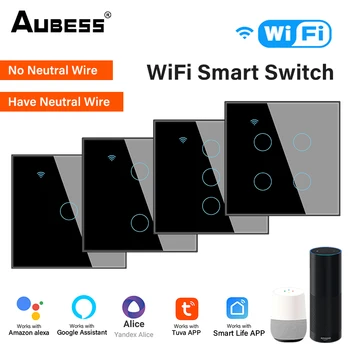 Aubess Wifi 1/2/3/4 Banda Suport Alexa Google Perete Acasă Atingeți Butonul Întrerupător Smart Touch Comuta Hot Top De Vânzare 2023 Noi