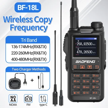 Baofeng BF-18L Walkie Talkie Tri Band Wireless Copia Frecvență 999CH NOAA Rază Lungă de Tip C VHF UHF Portabile Sunca Două Fel de Radio