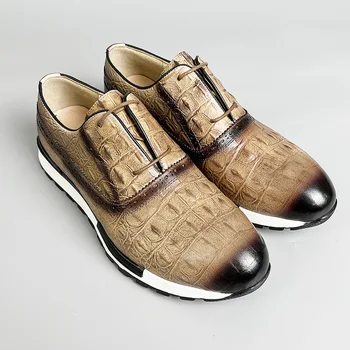 Barbati Pantofi Britanic din Piele Pantofi de Toamna Confortabil Dantela-up Pantofi Casual Model Crocodil în aer liber Barbati Adidasi
