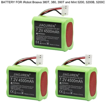 Baterie 4500mAh pentru iRobot Braava 380T, 380, 390T si Menta 5200, 5200B, 5200C aspirator robot de măturat strada 7.2 V NIMH Baterie