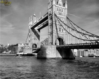 beibehang tapet Personalizat London Tower Bridge retro, negru și alb arhitecturale Europene fundal peisaj pictura pe perete