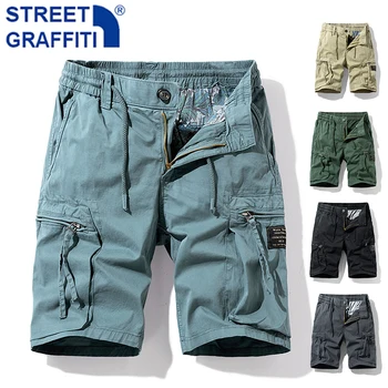 Bărbați Vara Noi Premium Întinde Tactice Bumbac pantaloni Scurți de Marfă Bărbați Streetwear Buzunare Pantaloni barbati Casual Moda Vrac pantaloni Scurți de Plajă