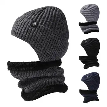 Cald Confortabil Beanie Două piese Pălărie Eșarfă Set Confortabil Accesorii de Iarna Unisex Pluș Gât Wrap Termică Pălărie Tricotate Eșarfă pentru Rezistente