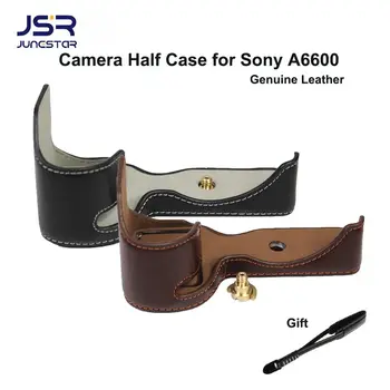Camera Jumătate Caz pentru Sony A6600 Camera de Jos Bateria de Deschidere Versiune Piele naturala carcasa pentru Camera Video pe Jumătate Capacul Sac Protector
