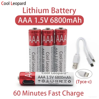 Capacitate mare de 1.5 V AAA 6800mah Capacitate maximă USB 15V Baterie Reîncărcabilă Litiu Pentru Jucarie MP3 Player Tastatura Bateria.
