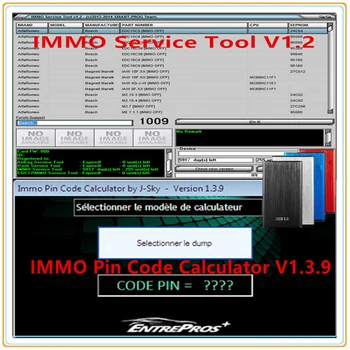 Cele mai noi IMMO Pin Code Calculator V1.3.9 pentru Psa Opel Fiat Vag Unlocke+ IMMO SERVICE TOOL V1.2 Cod PIN si Immo off Lucrări