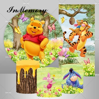 Copacul cu miere Winnie The Pooh Rundă de Fundal de Desene animate Drăguț de Porc, Tigru, Urs Cerc de Fundal, Copii, Copil de Dus 1 Petrecerea de Ziua Prop