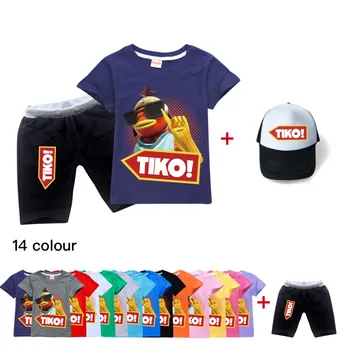 Copil Haine Tricou+Short Pant Seturi de Copii Băieți Fete Tiko Fishstick Haine Seturi, cu pălărie de Sport Costume de Haine pentru Copii Set +Pălării
