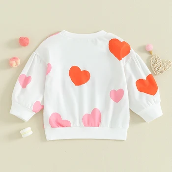 Copilul Fata de Valentine ' s Tricou Haine cu Maneca Lunga Pulover de Sudoare Topuri Scrisoare de Imprimare Crewneck Bluze