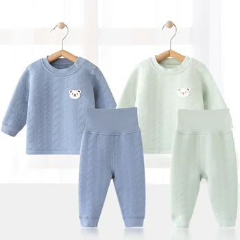 Copilul Long Johns Set din Bumbac Copii Haine pentru Copii Lenjerie de corp Termică pentru Băieți, Pijamale pentru Fete de Toamnă și de Iarnă de Bumbac Clip