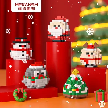 Crăciun Micro Blocuri om de Zăpadă Drăguț Copac Moș Demon Model 3D MOC Penguin Mini Caramida Figura Jucării Pentru Decor Acasă