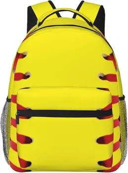 Curele rucsac Durabil Daypack Moda Rucsac pentru Sport în aer Liber, care Rulează de Călătorie Casual Linii Roșii Galbene Softball Rucsaci