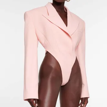 De lux Roz Sacou Jachete & Coats pentru Femei Guler Crestate Complet Maneca Backless de Înaltă Calitate Doamnelor la Petrecerea de Ziua Cina Straturi