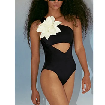 Decupaj Flori Impodobita De-O Bucată De Costume De Baie De Vacanță Pe Plajă Surf Purta Vara Plaja Solidă Push-Up 2022 Femei Costume De Baie