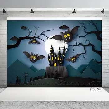 Desene animate de Halloween Liliac Oribile Castelul Luna Fotografie de Fundal Fotografie Personalizat elemente de Recuzită de Fundal pentru Copii Copil de Dus Photocall