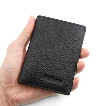 Din piele portofel mic men scurt mini simple verticale ultra-subțire permis de conducere certificat de card sac multi-slot pentru card