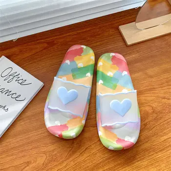 Drăguț de Vară Tobogane de Casa Pantofi Plat pentru Femei 2023 Sandale Baie Kawaii Femeie Papuci de Culoare Multi Nou Stil de Pantofi Pvc Y