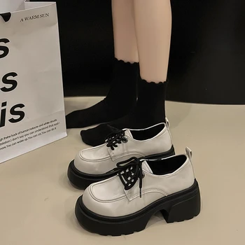 Eco Pantofi pentru Femei Rotund Toe Toate-Meci Saboti Platforma de sex Feminin Încălțăminte Stil Britanic Toamna Oxfords Noi Liane Rochie de Iarnă Pr