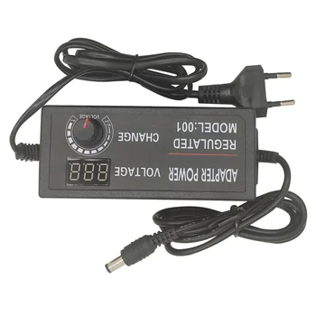 Ecran Digital Adaptor de Putere 72W 9-24V 3A Reglabil de Alimentare pentru Banda de Lumina cu UE Plug (Negru)