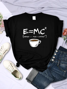 Energie=Lapte+Cafea Printuri Femeie T-Shirt Strada Creativitatea Amuzant Topuri Casual Respirabil Maneci Scurte Toate-matematica Femei Îmbrăcăminte