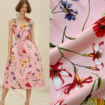 Europene și Americane de marcă de nișă mare personalizate tesatura crizantema planta flori rochie de mireasa din satin pentru femei fusta tesatura