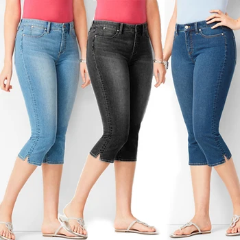 Europene și Americane de Înaltă calitate din bumbac pur Patru Culori femei de 7-punct de blugi slăbire denim pantaloni pantaloni femei