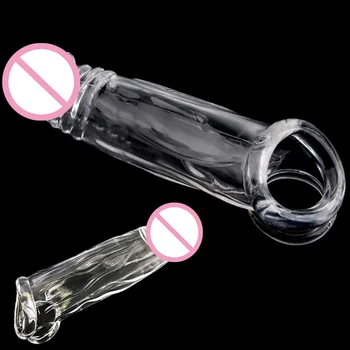 Extrem De Elastic Cristal Prezervativ Reutilizabile Penis Sleeve Masculin Extender Intarziere Ejaculare De Extindere Jucarii Sexuale Pentru Barbati Penis Enhancer