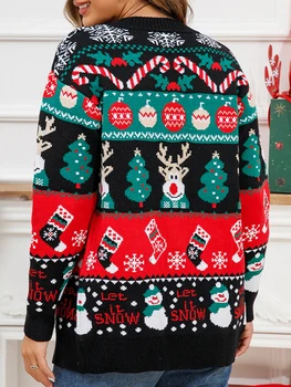 Femei Crăciun Tricotate Cardigan Lung cu Maneca V Gat Buton Jos Pulovere Clasice de Iarnă Caldă Topuri