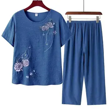 Femei cu Maneci Scurte T-shirt de Sus Pantaloni cu Print Floral Liber Body Acasă Tinuta de Îmbrăcăminte pentru Femei пижама женская 2020