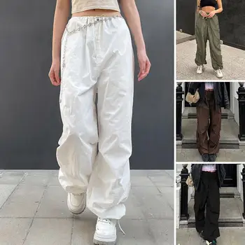 Femei Pantaloni Retro Gothic Streetwear Liber Scăzut Talie Hip Hop Adânc Picioare Talie Elastic Ușor Umflat De Sex Feminin Pantaloni