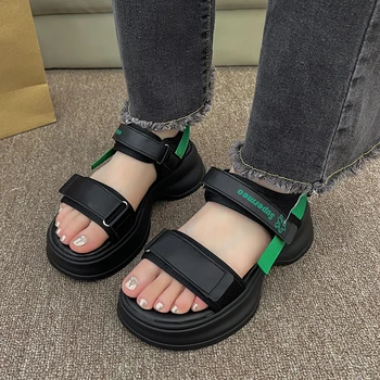 Femei sandale Sandale Sport 2023 Vara Noi Square Toe Platforma Indesata Sandale pentru Femei de Moda Casual Plat Doamnelor Pantofi