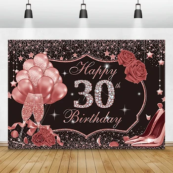 Fericit Ziua de nastere 30 de Șampanie Rose Fetele Petrecere de Sărbătoare Decorațiuni de bun venit Banner Fotografie Aniversare Polyster 10x6ft