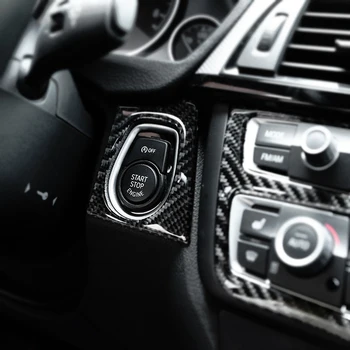 Fibra de Carbon Interior Auto Motor Start Stop Cadru Acoperire Autocolant Garnitura Pentru BMW 3 4 Series F30 F32 2013 2014 2015 2016 2017 2018