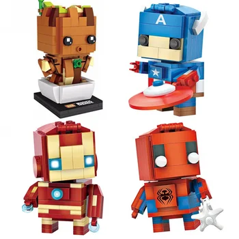 Figurina Iron Man Groot Mini Blocuri Puzzle Asamblare Cap Pătrat Formă De Jucărie Cărămizi Copil Festival Mic Cadou