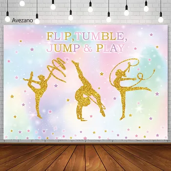 Flip Rufe Sari Juca Fotografie Fundal De Gimnastică Ritmică De Aur Banner Ziua De Nastere Fata De Partid Fundal Studio Foto Decor