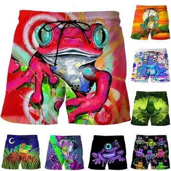 Funny Frog 3d Imprimate Grafic pantaloni Scurți de Plajă Bărbați Y2k pantaloni Scurti Casual de Vara, Vacanta de costume de Baie Rece Surf Pantaloni scurti Imbracaminte