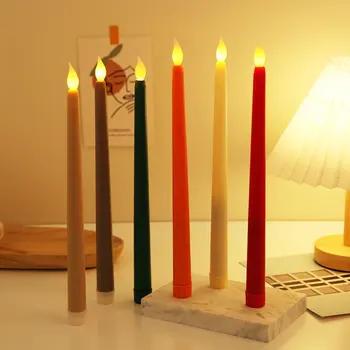 Fără flacără a Subliniat Lumânare Lungă de Lumină de Crăciun Lumanare LED Alimentat de la Baterie Decorative Biserica Lumânare Pâlpâitoare de Lumină pentru Eveniment