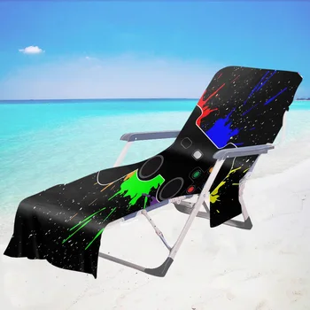 Gamepad Model de Imprimare Beach Lounge Scaun de Acoperire Prosoape Uscare Rapidă Grădină în aer liber, Piscină Leneș Scaun de Acoperire Mat 210x75cm