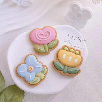 Glazura cookie mucegai forma de floare cookie cutter biscuit mucegai mână presat cookie mucegai tort de decorare din plastic instrumente de copt