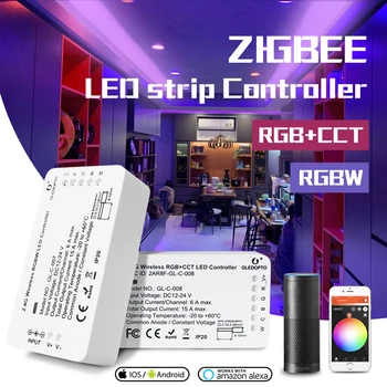 GLEDOPTO ZigBee 3.0 DC12-24V RGB+CCT RGBW WWCW ZigBee Inteligent Benzi cu LED-uri Controler Control Vocal Lucra cu Echo Plus SmartThings