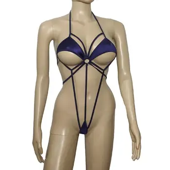 Glossy-O singură Bucată Strappy Micro Bikini String G Spate Teddy Curea Microkini Bikini pentru Femei Jos de Plajă Bronzare Microbikin