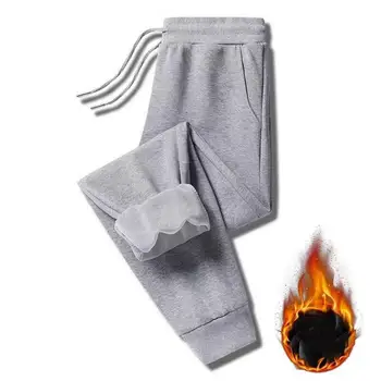 Gros Pantaloni Cald Pantaloni de Iarna pentru Barbati de Pluș Talie Elastic Rece Rezistent la Jogging Pantaloni Barbati Pantaloni Casual