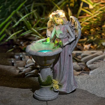 Grădină Mare Statuie A Energiei Solare Înger Sculptura Epocă Hrănirea Păsărilor Înger Fata Figurina Lampa Curte Balcon Gradina Decor Acasă